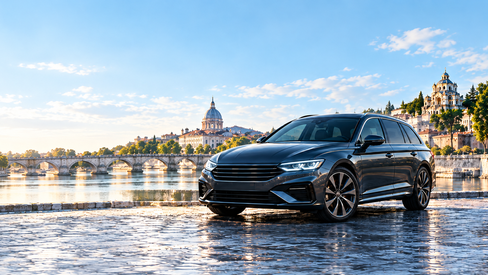 Automobil premium într-un oraș european